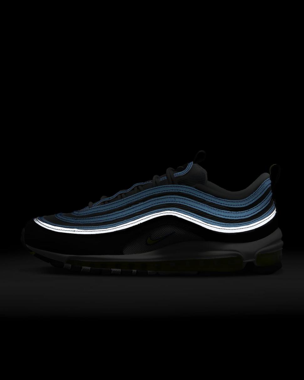 Nike Air Max 97 OG Atlantic Blue/Metallic Silver/Black/Voltage Yellow | Mens Nike First Day Kicks