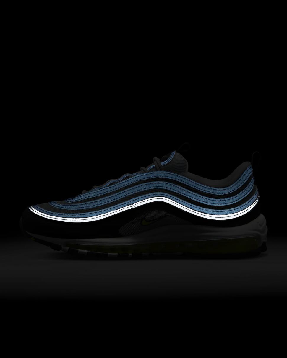 Nike Air Max 97 OG Atlantic Blue/Metallic Silver/Black/Voltage Yellow | Mens Nike First Day Kicks
