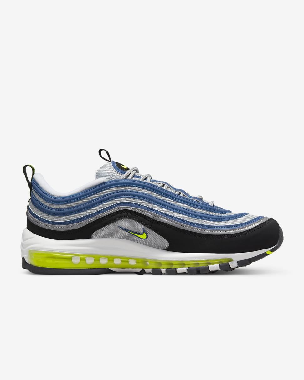 Nike Air Max 97 OG Atlantic Blue/Metallic Silver/Black/Voltage Yellow | Mens Nike First Day Kicks