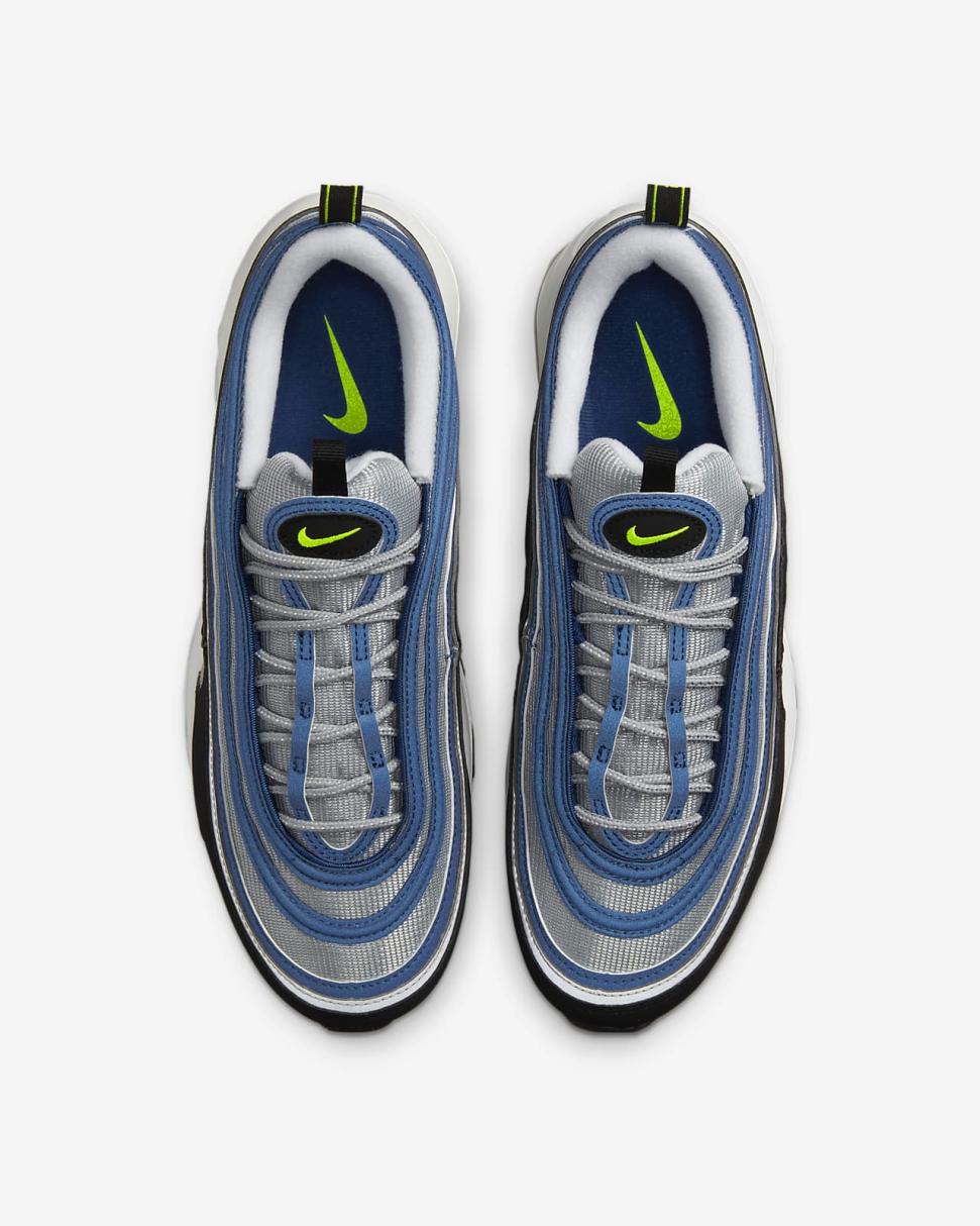 Nike Air Max 97 OG Atlantic Blue/Metallic Silver/Black/Voltage Yellow | Mens Nike First Day Kicks