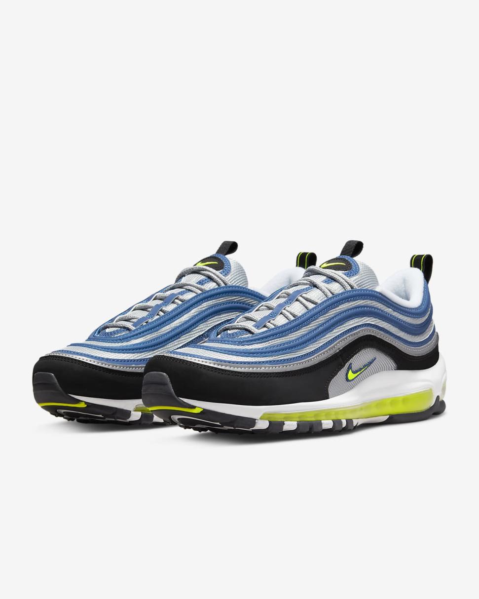 Nike Air Max 97 OG Atlantic Blue/Metallic Silver/Black/Voltage Yellow | Mens Nike First Day Kicks