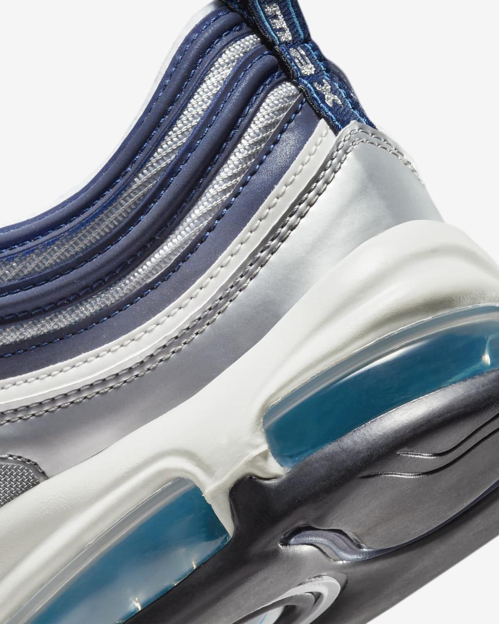 Nike Air Max 97 OG Metallic Silver/Midnight Navy/Summit White/Chlorine Blue | Mens Nike First Day Kicks