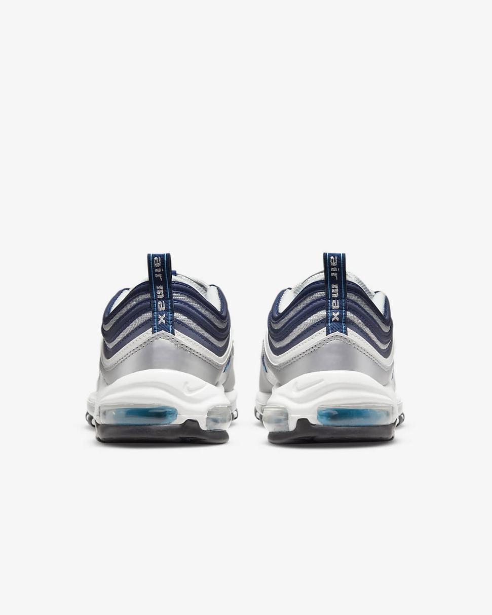 Nike Air Max 97 OG Metallic Silver/Midnight Navy/Summit White/Chlorine Blue | Mens Nike First Day Kicks
