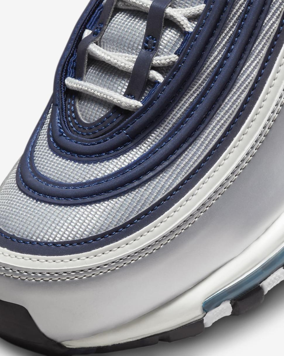 Nike Air Max 97 OG Metallic Silver/Midnight Navy/Summit White/Chlorine Blue | Mens Nike First Day Kicks