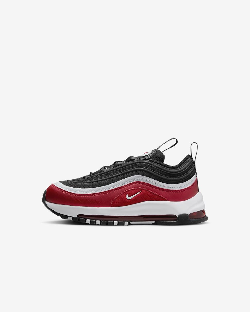 Nike Air Max 97 SE Black/Varsity Red/White/Metallic Silver | Kids Nike First Day Kicks