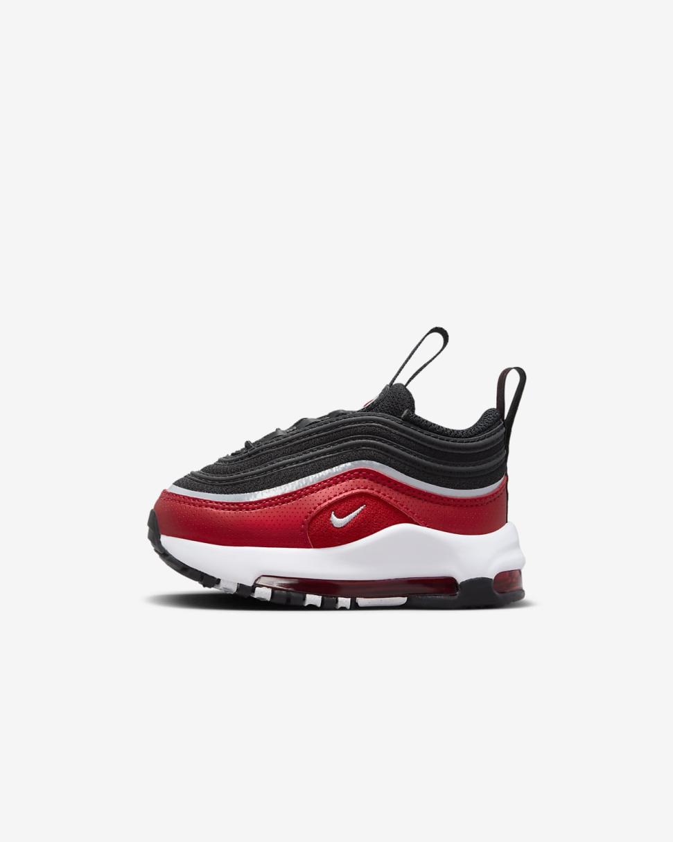 Nike Air Max 97 SE Black/Varsity Red/White/Metallic Silver | Kids Nike First Day Kicks