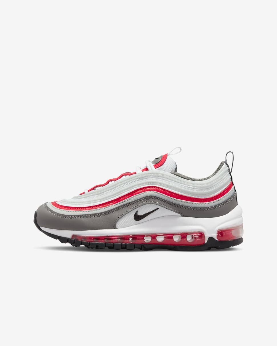 Nike Air Max 97 White/Flat Pewter/Light Silver/Black | Kids Nike First Day Kicks