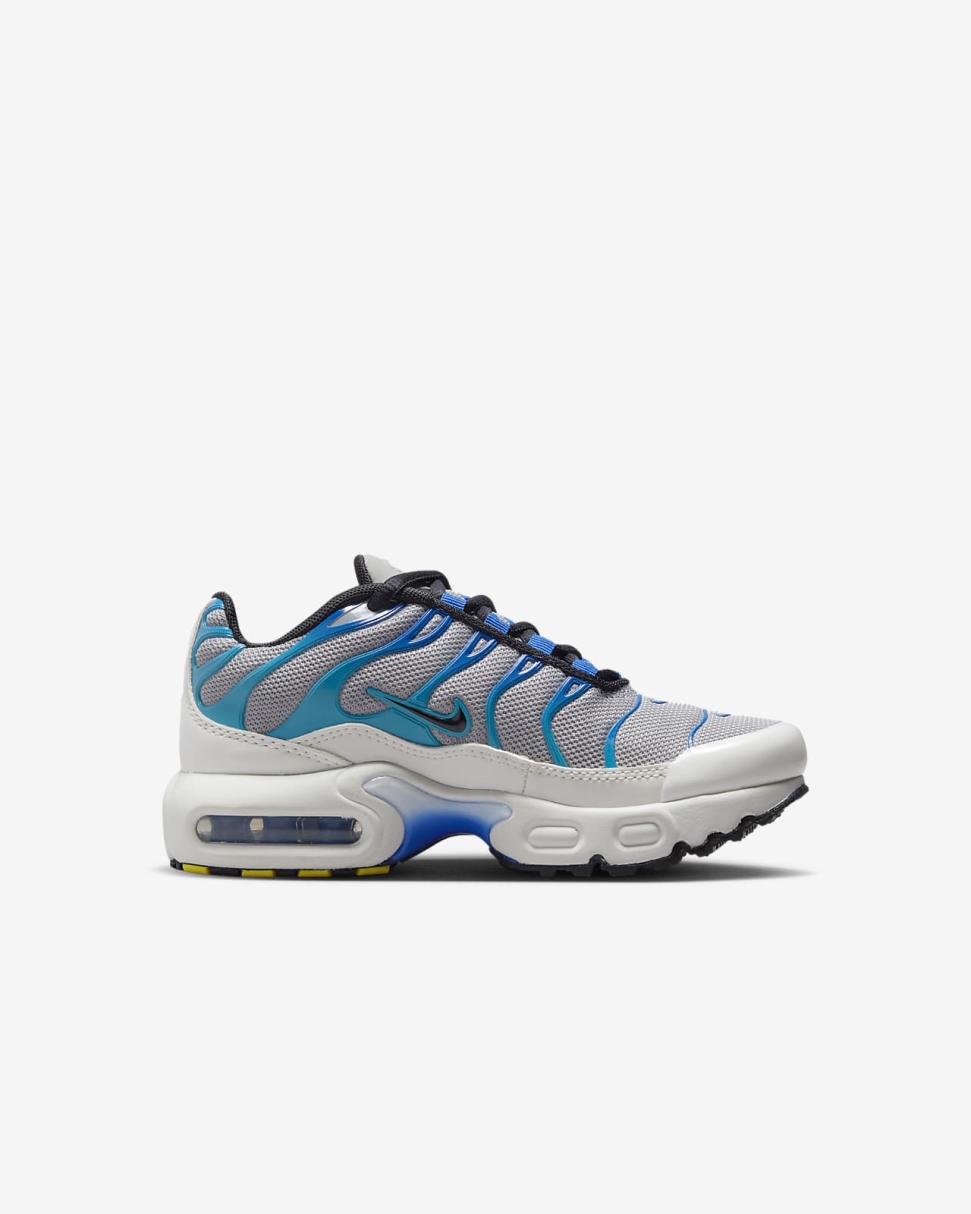 Nike Air Max Plus Light Smoke Grey/Blue Lightning/Racer Blue/Black | Kids Nike First Day Kicks
