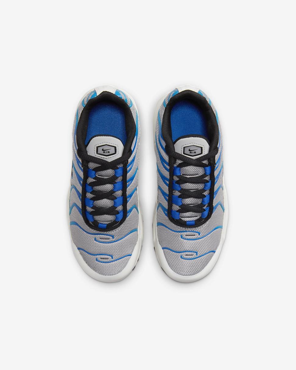 Nike Air Max Plus Light Smoke Grey/Blue Lightning/Racer Blue/Black | Kids Nike First Day Kicks