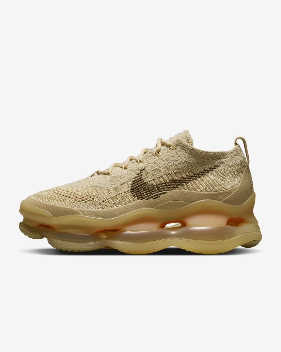 Nike Air Max Scorpion Flyknit Sesame/Wheat Gold/Lemon Wash/Coconut Milk | Womens Nike Lifestyle
