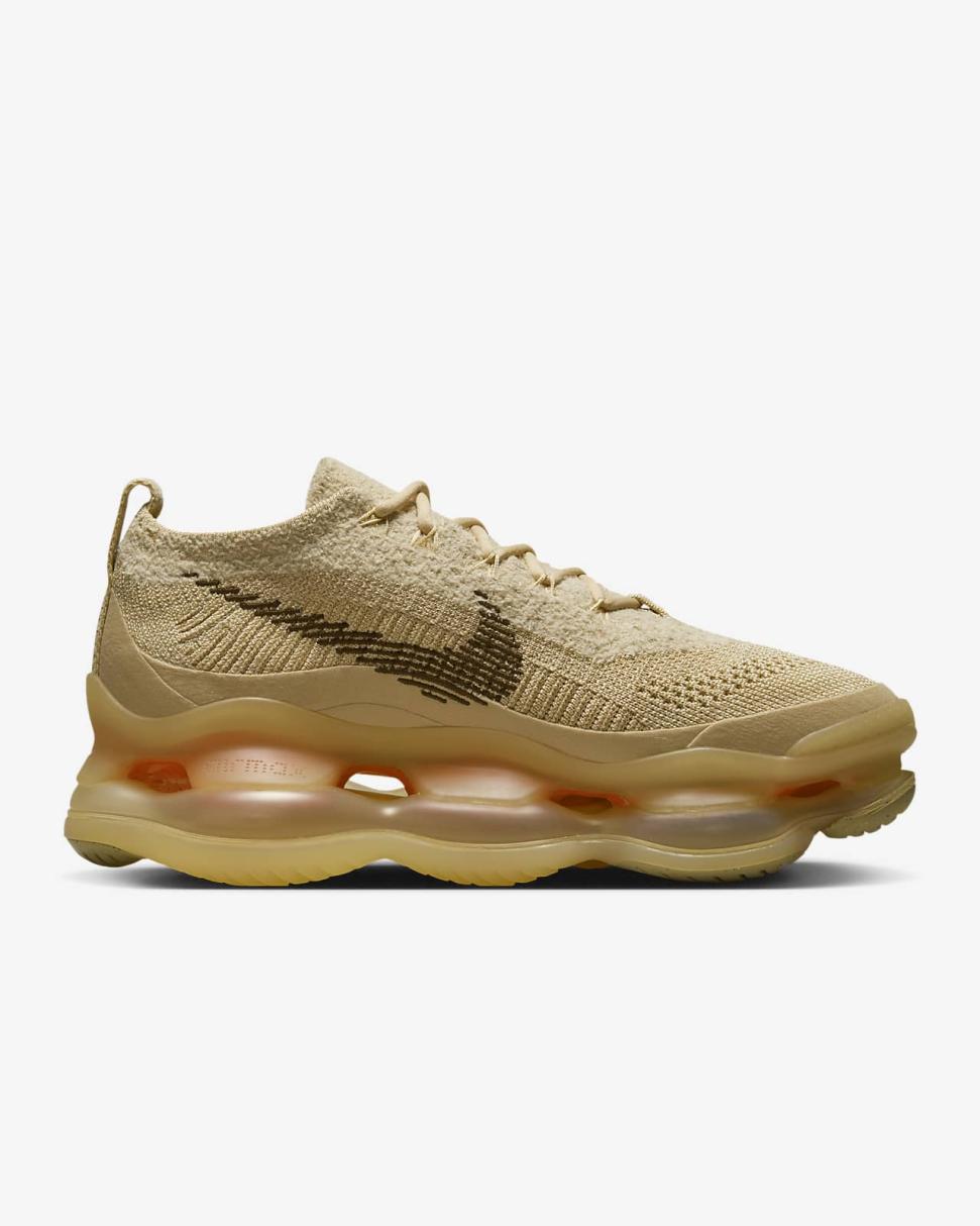 Nike Air Max Scorpion Flyknit Sesame/Wheat Gold/Lemon Wash/Coconut Milk | Womens Nike Lifestyle