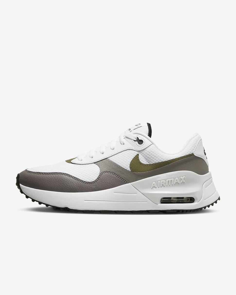 Nike Air Max SYSTM White/Black/Flat Pewter/Medium Olive | Mens Nike First Day Kicks
