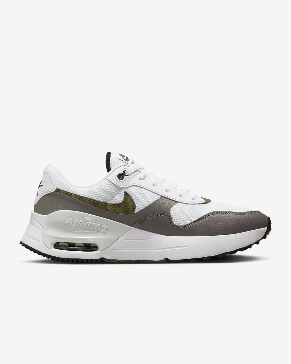 Nike Air Max SYSTM White/Black/Flat Pewter/Medium Olive | Mens Nike First Day Kicks