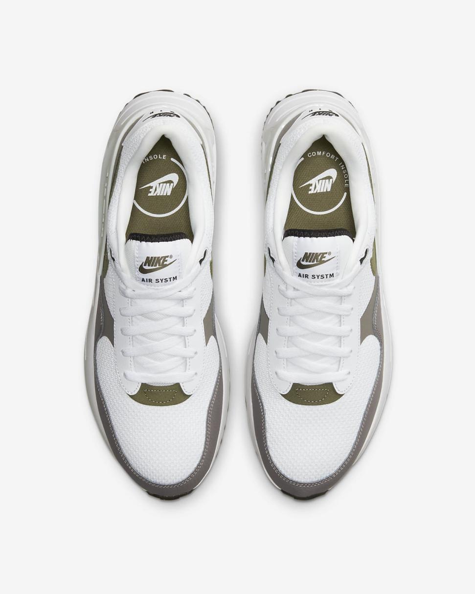 Nike Air Max SYSTM White/Black/Flat Pewter/Medium Olive | Mens Nike First Day Kicks