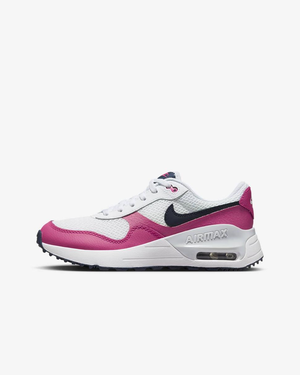 Nike Air Max SYSTM White/Fierce Pink/Pure Platinum/Obsidian | Kids Nike First Day Kicks