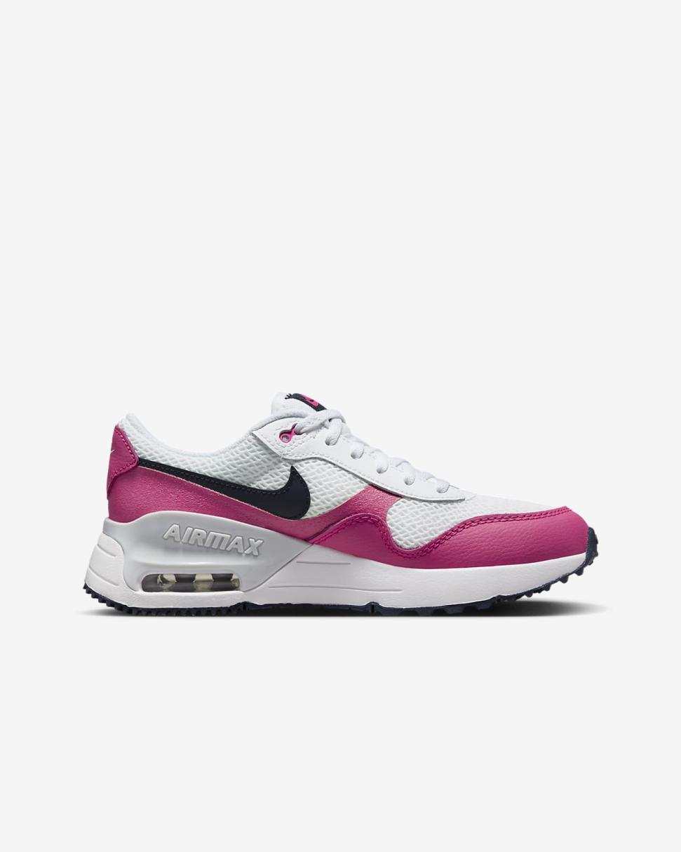 Nike Air Max SYSTM White/Fierce Pink/Pure Platinum/Obsidian | Kids Nike First Day Kicks