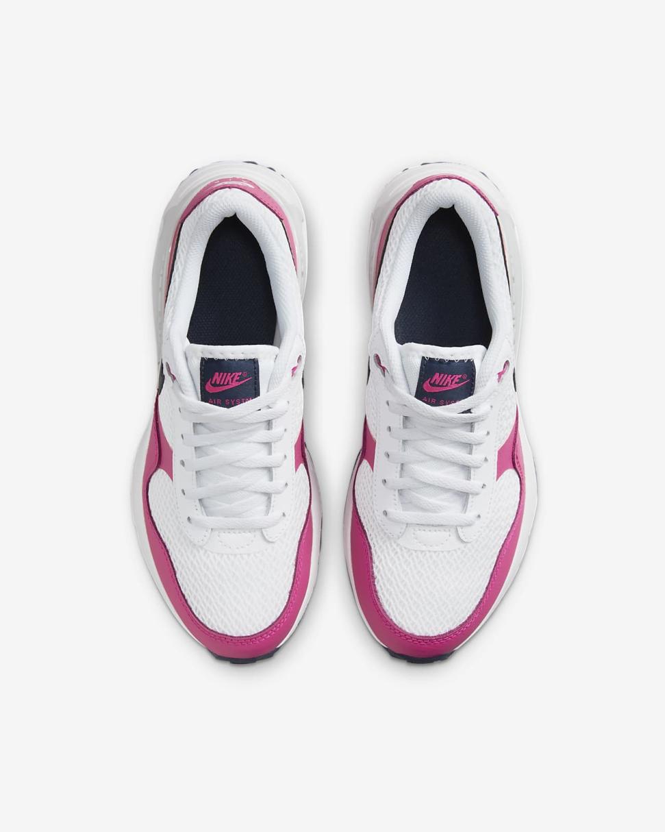 Nike Air Max SYSTM White/Fierce Pink/Pure Platinum/Obsidian | Kids Nike First Day Kicks