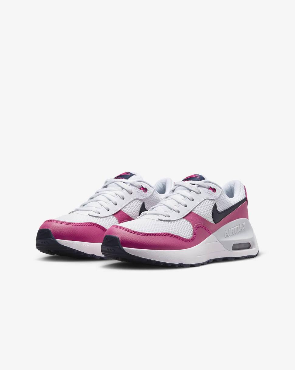 Nike Air Max SYSTM White/Fierce Pink/Pure Platinum/Obsidian | Kids Nike First Day Kicks