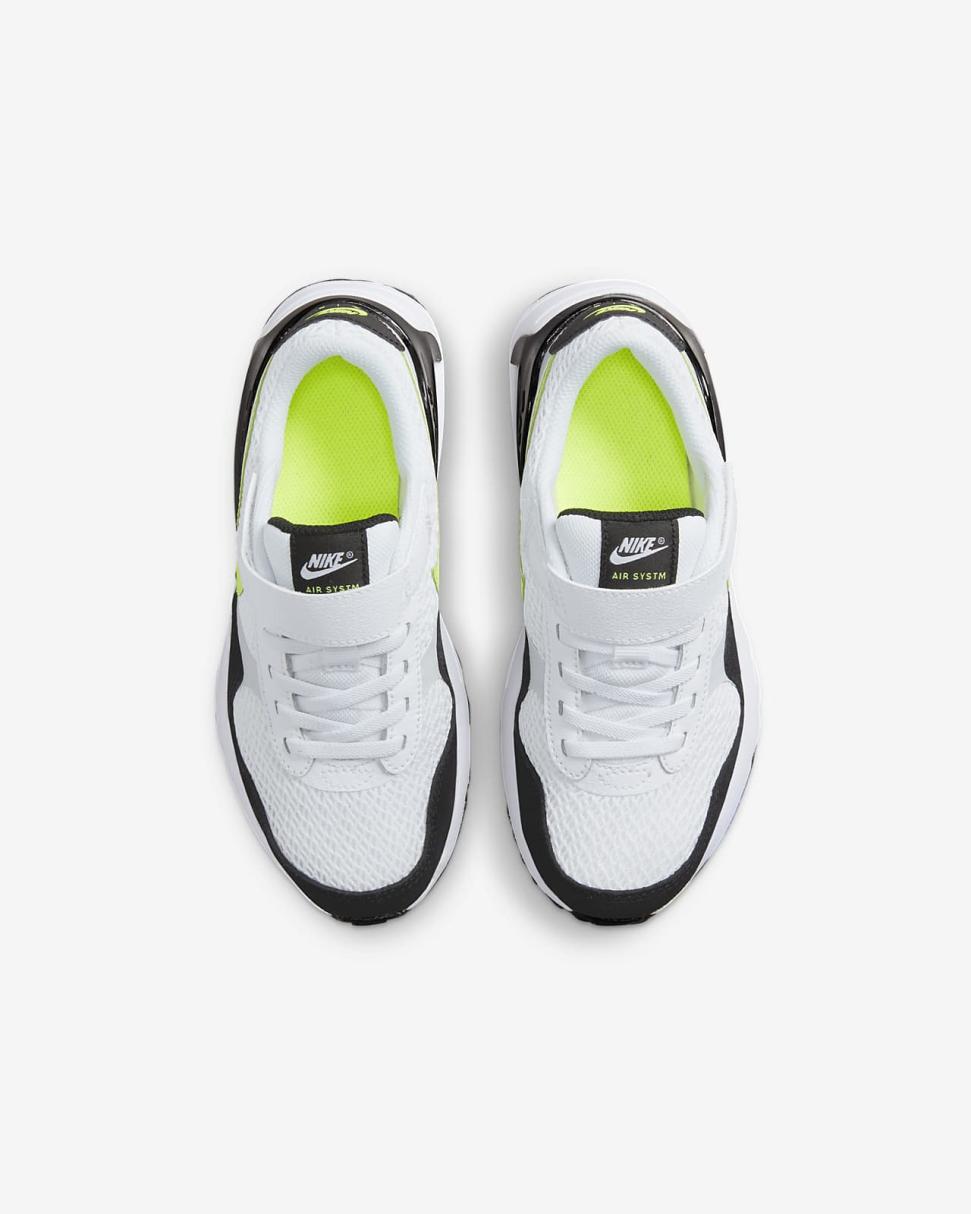 Nike Air Max SYSTM White/Volt/Pure Platinum/Black | Kids Nike First Day Kicks