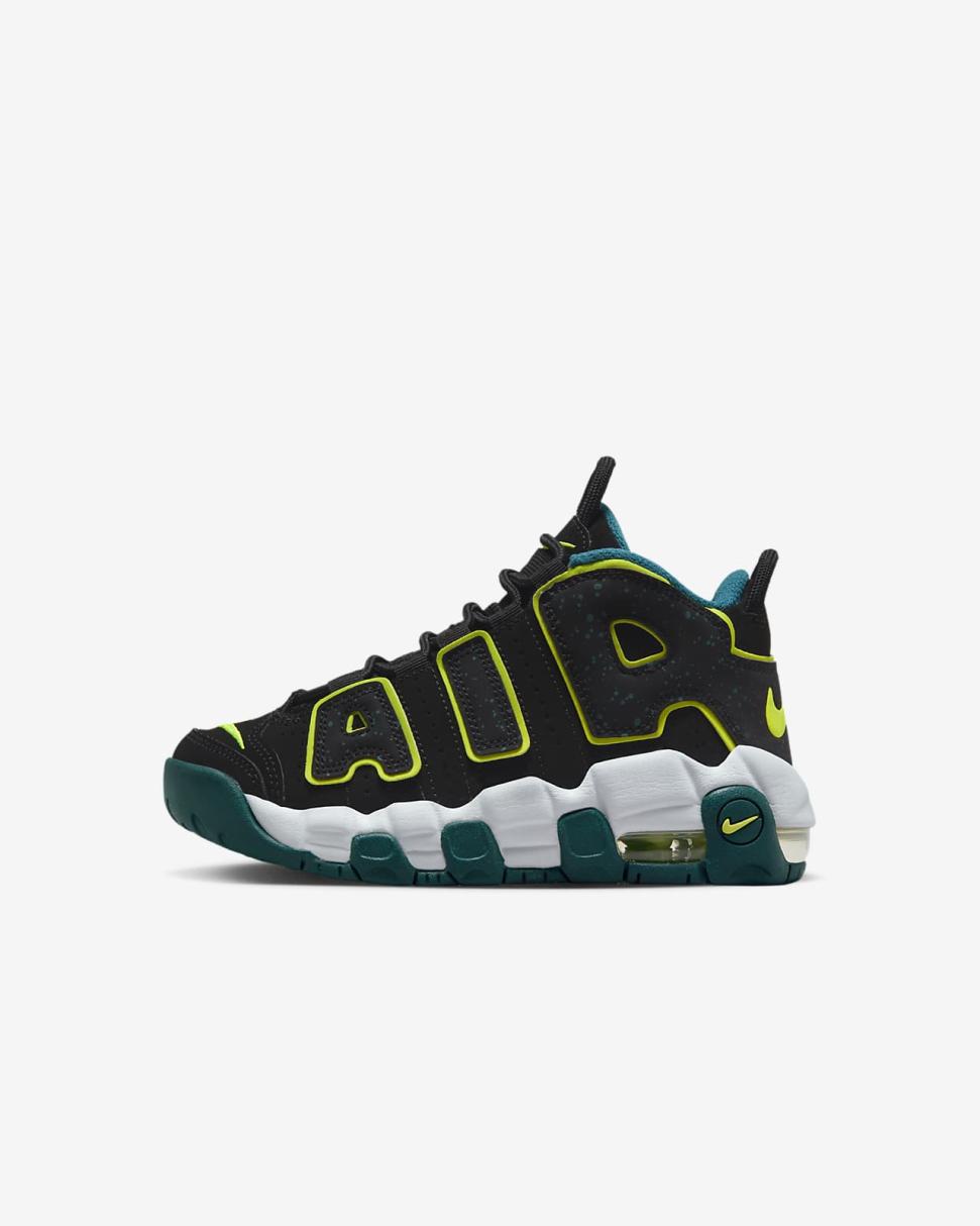 Nike Air More Uptempo Black/Geode Teal/Clear Jade/Volt | Kids Nike Lifestyle