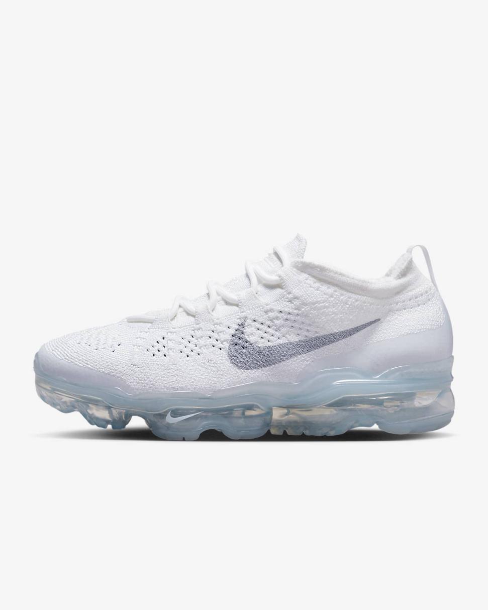 Nike Air VaporMax 2023 Flyknit White/Metallic Silver/Metallic Silver/Pure Platinum | Womens Nike First Day Kicks