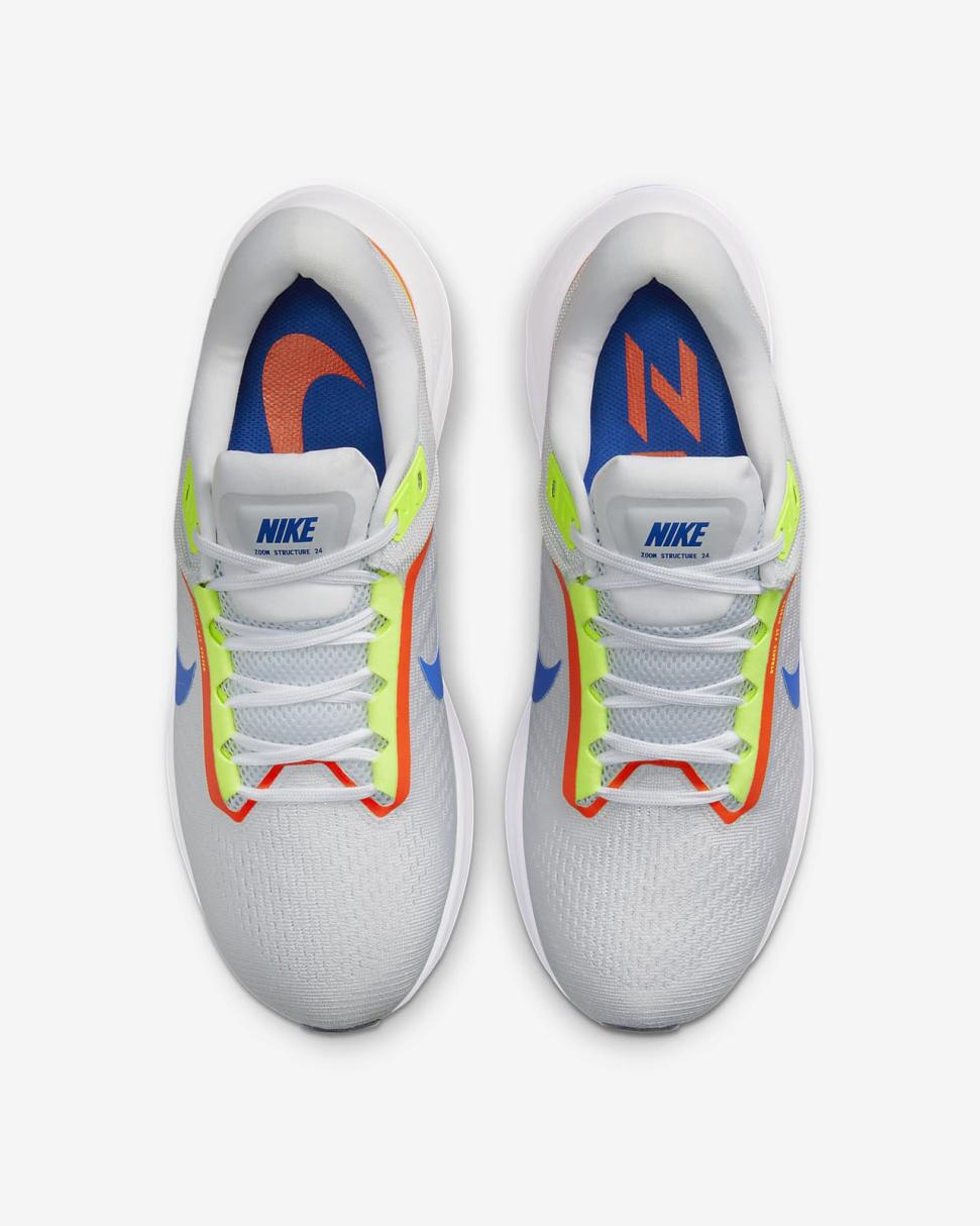 Nike Air Zoom Structure 24 Pure Platinum/Bright Crimson/White/Racer Blue | Mens Nike Running