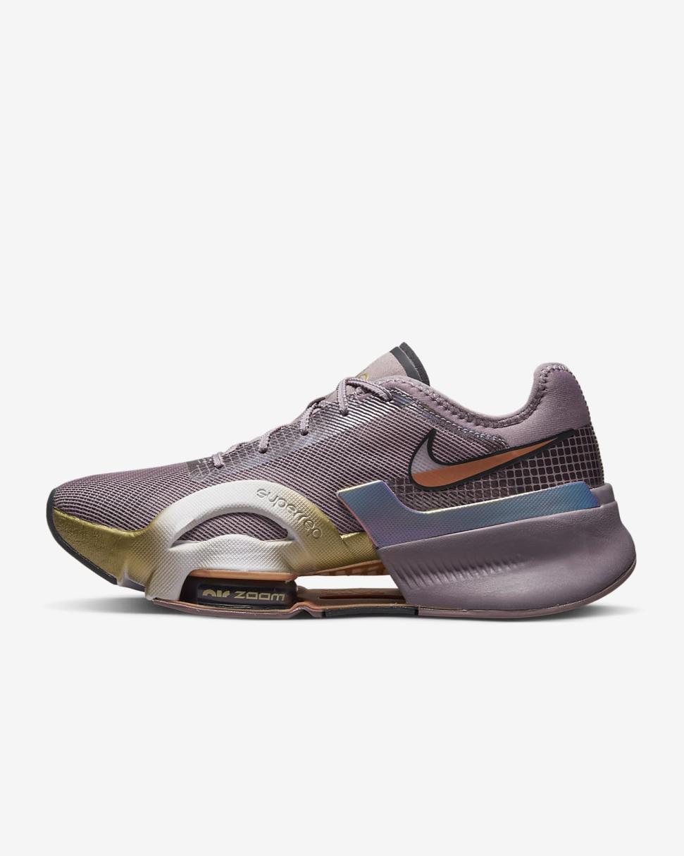 Nike Air Zoom SuperRep 3 Premium Purple Smoke/Dark Smoke Grey/Metallic Gold/Metallic Copper | Womens Nike Training & Gym