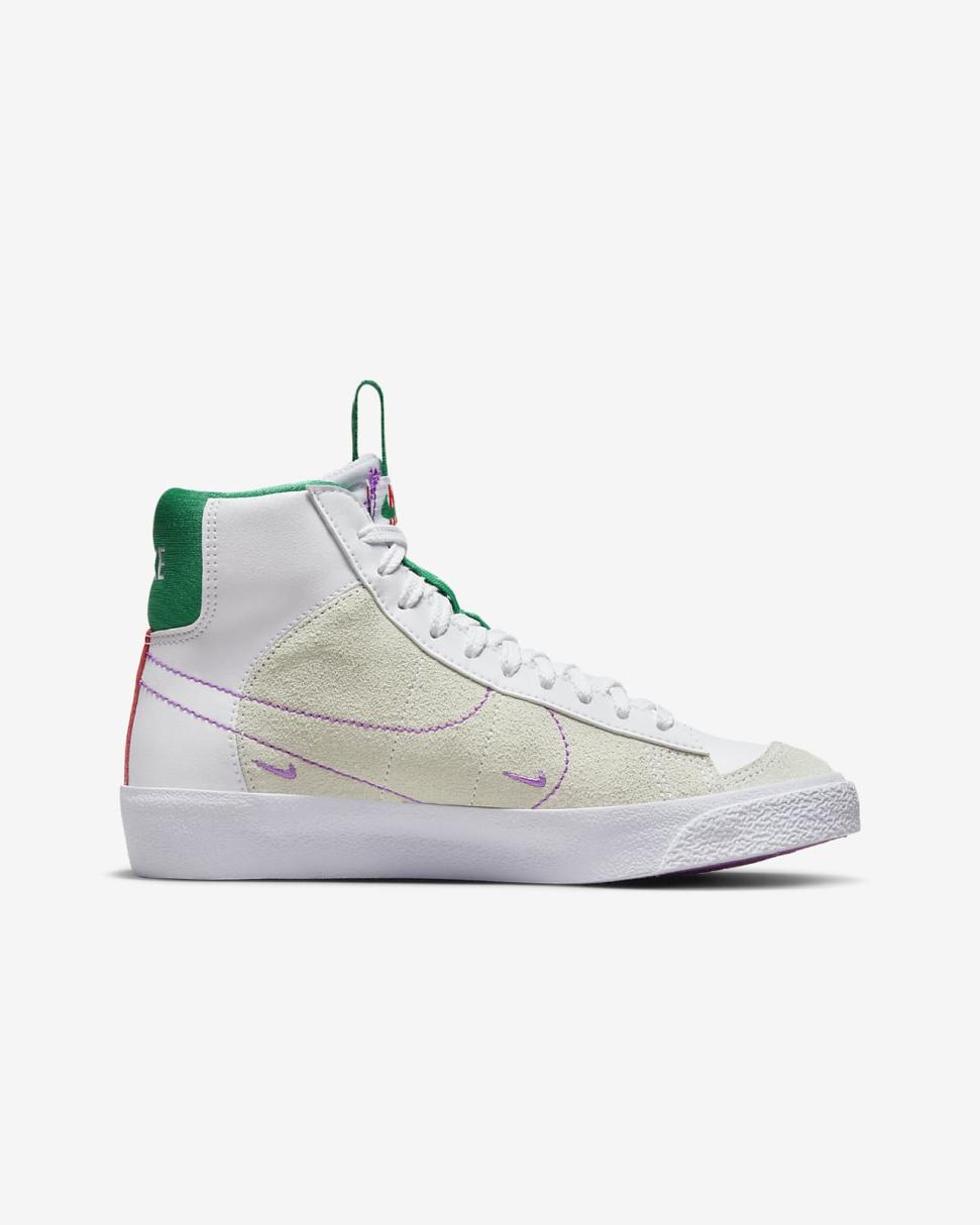Nike Blazer Mid '77 Dance White/Stadium Green/Picante Red/Fuchsia Dream | Kids Nike Dunks & Blazers