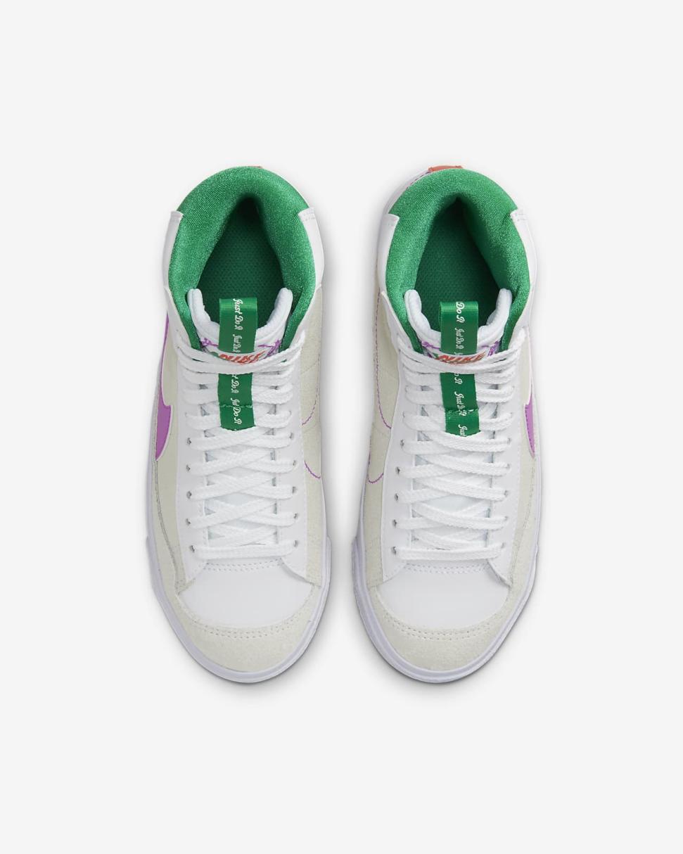 Nike Blazer Mid '77 Dance White/Stadium Green/Picante Red/Fuchsia Dream | Kids Nike Dunks & Blazers