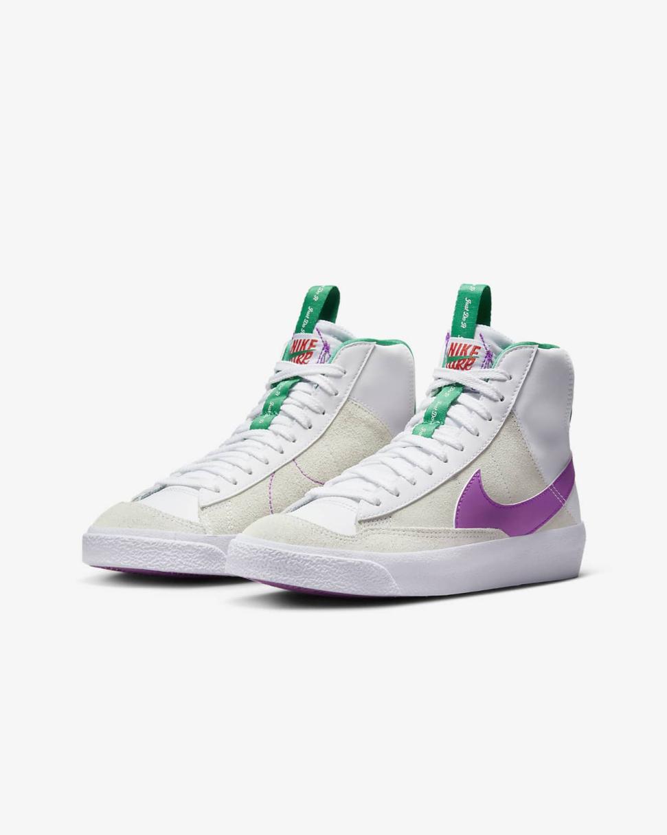 Nike Blazer Mid '77 Dance White/Stadium Green/Picante Red/Fuchsia Dream | Kids Nike Dunks & Blazers