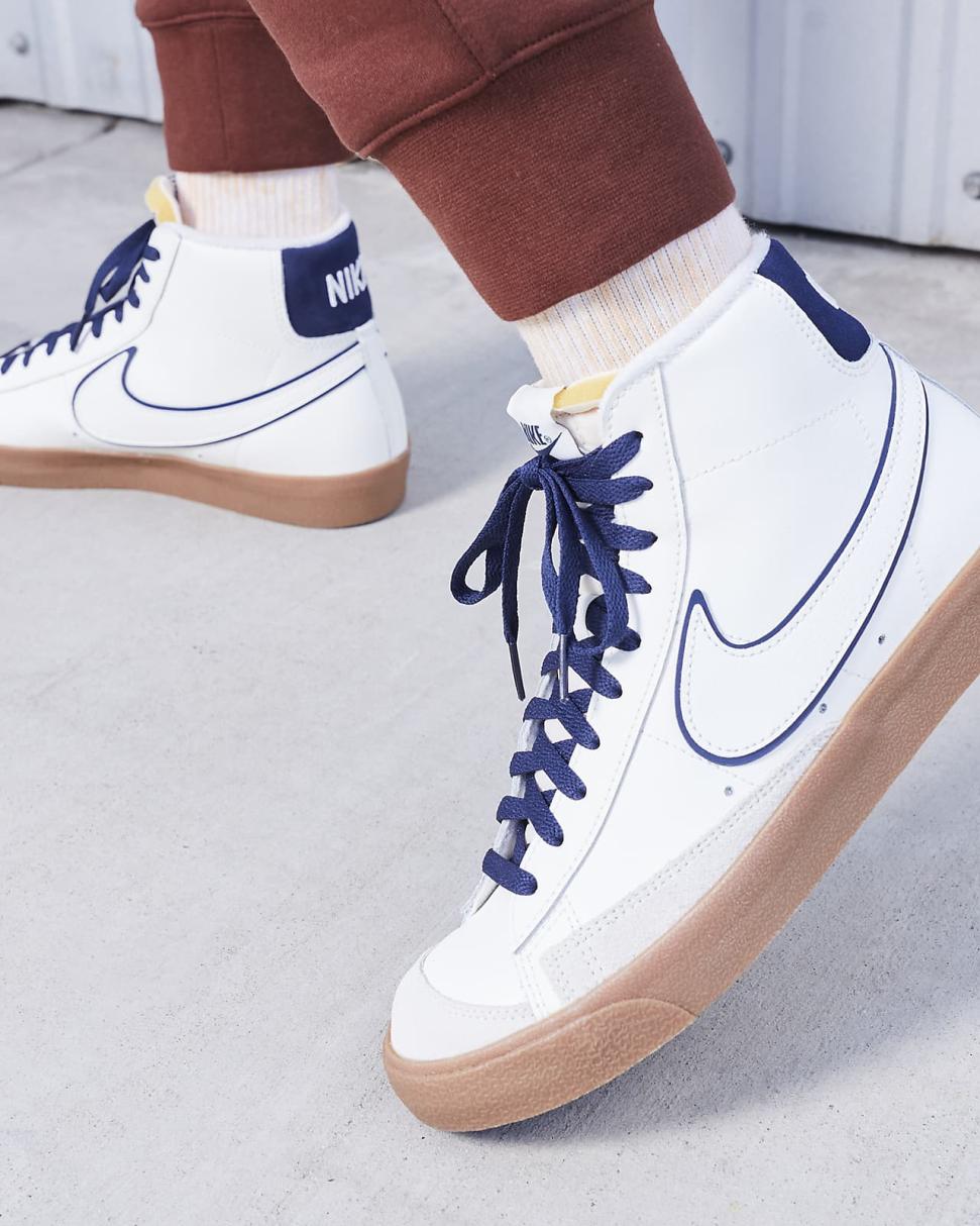 Nike Blazer Mid '77 Premium Sail/Midnight Navy/Gum Medium Brown/Sail | Mens Nike Lifestyle