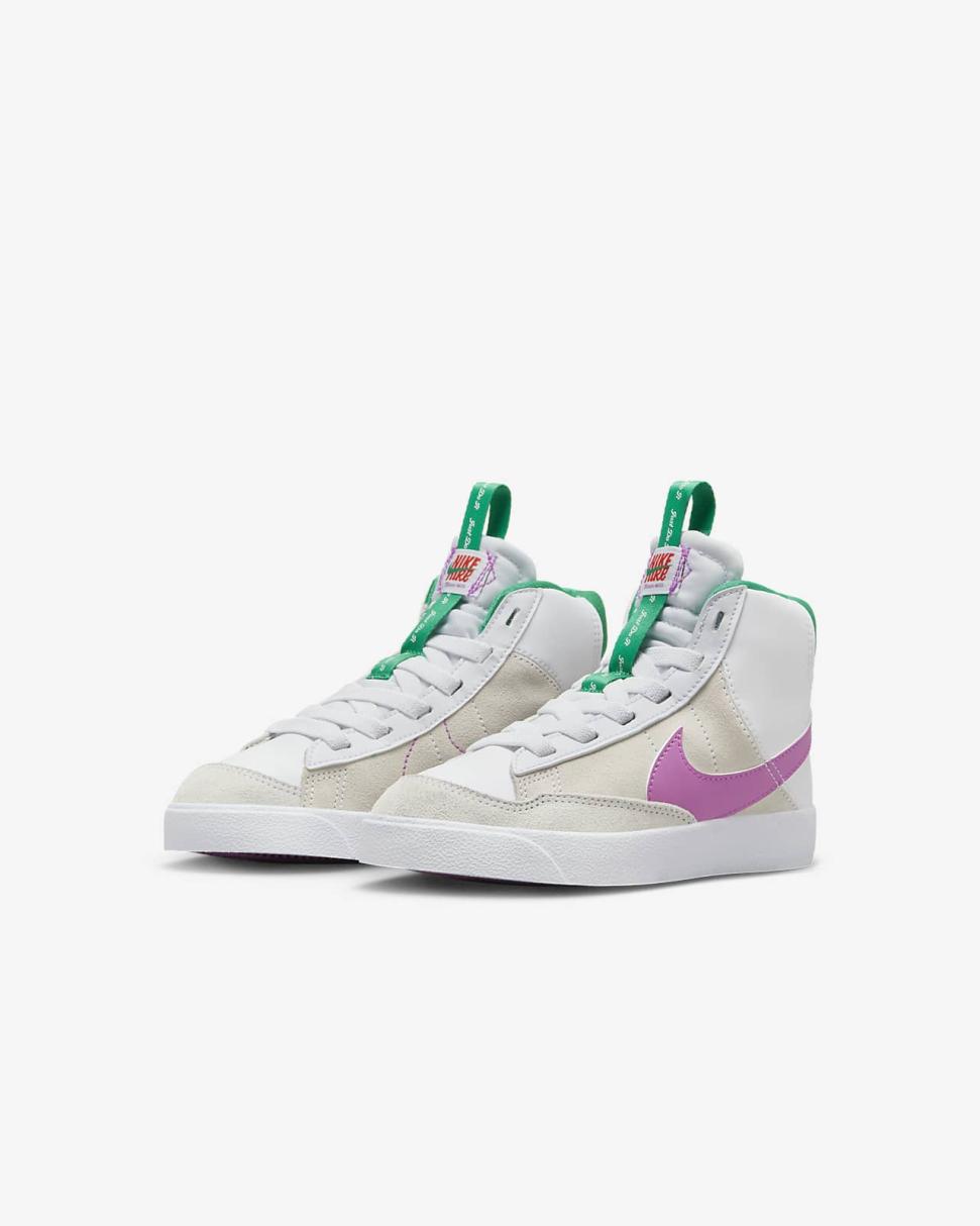 Nike Blazer Mid '77 SE Dance White/Stadium Green/Picante Red/Fuchsia Dream | Kids Nike Dunks & Blazers