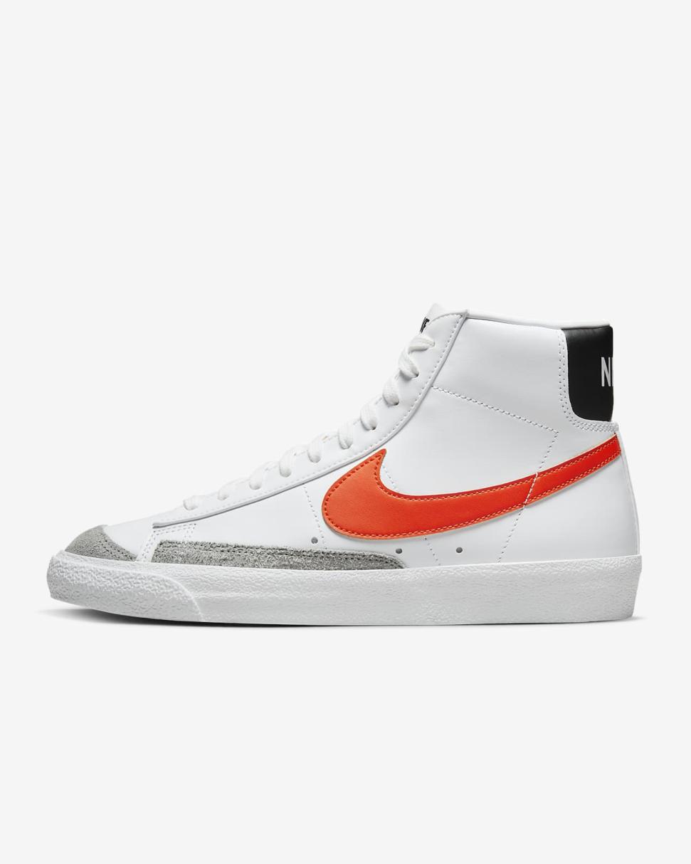 Nike Blazer Mid '77 Vintage White/Wolf Grey/Black/Safety Orange | Mens Nike First Day Kicks