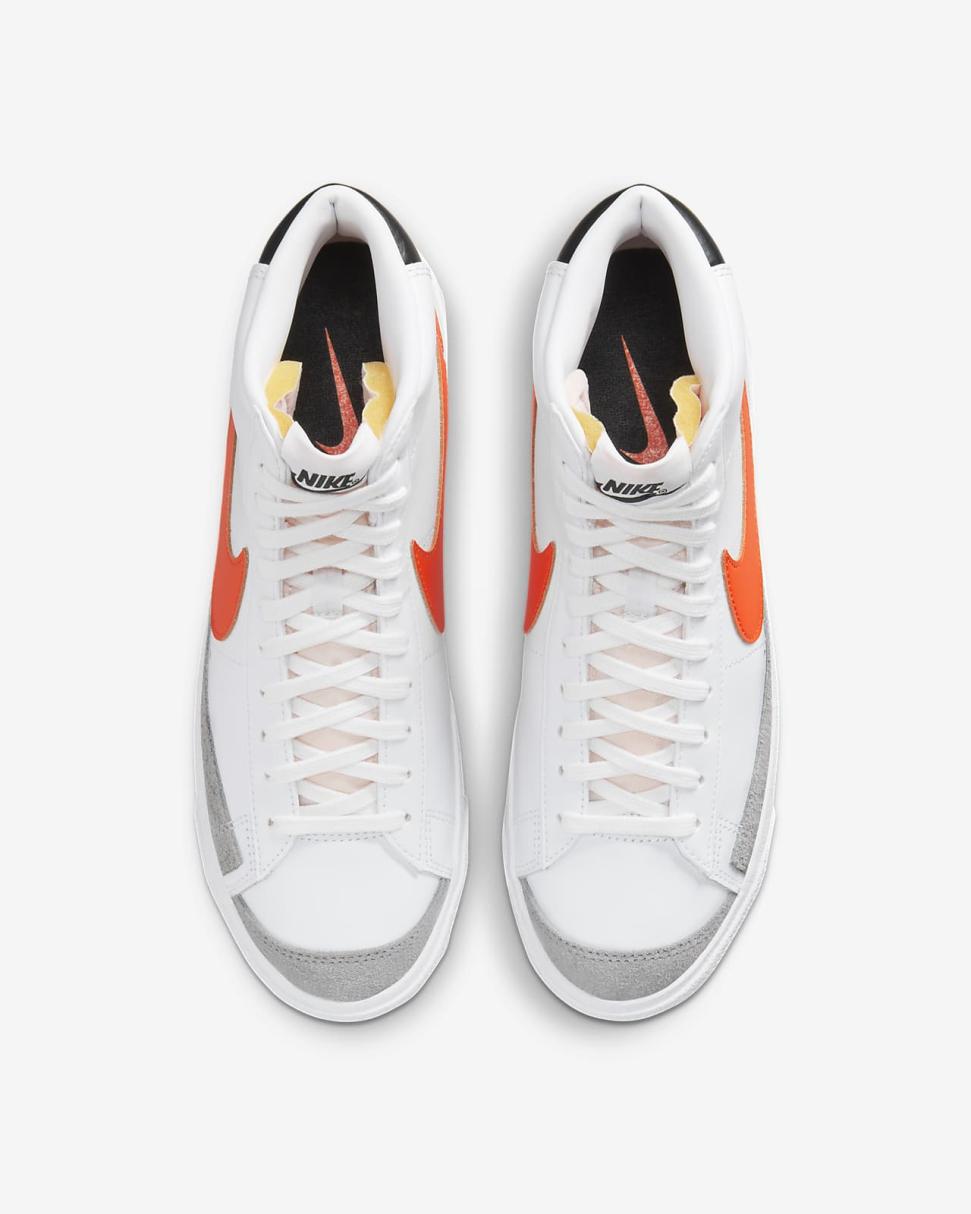 Nike Blazer Mid '77 Vintage White/Wolf Grey/Black/Safety Orange | Mens Nike First Day Kicks