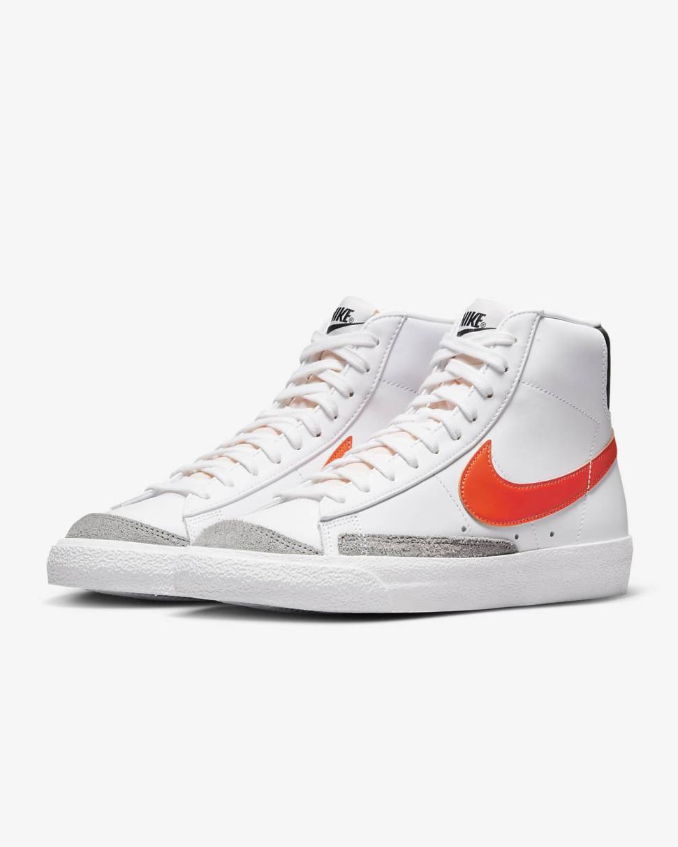 Nike Blazer Mid '77 Vintage White/Wolf Grey/Black/Safety Orange | Mens Nike First Day Kicks