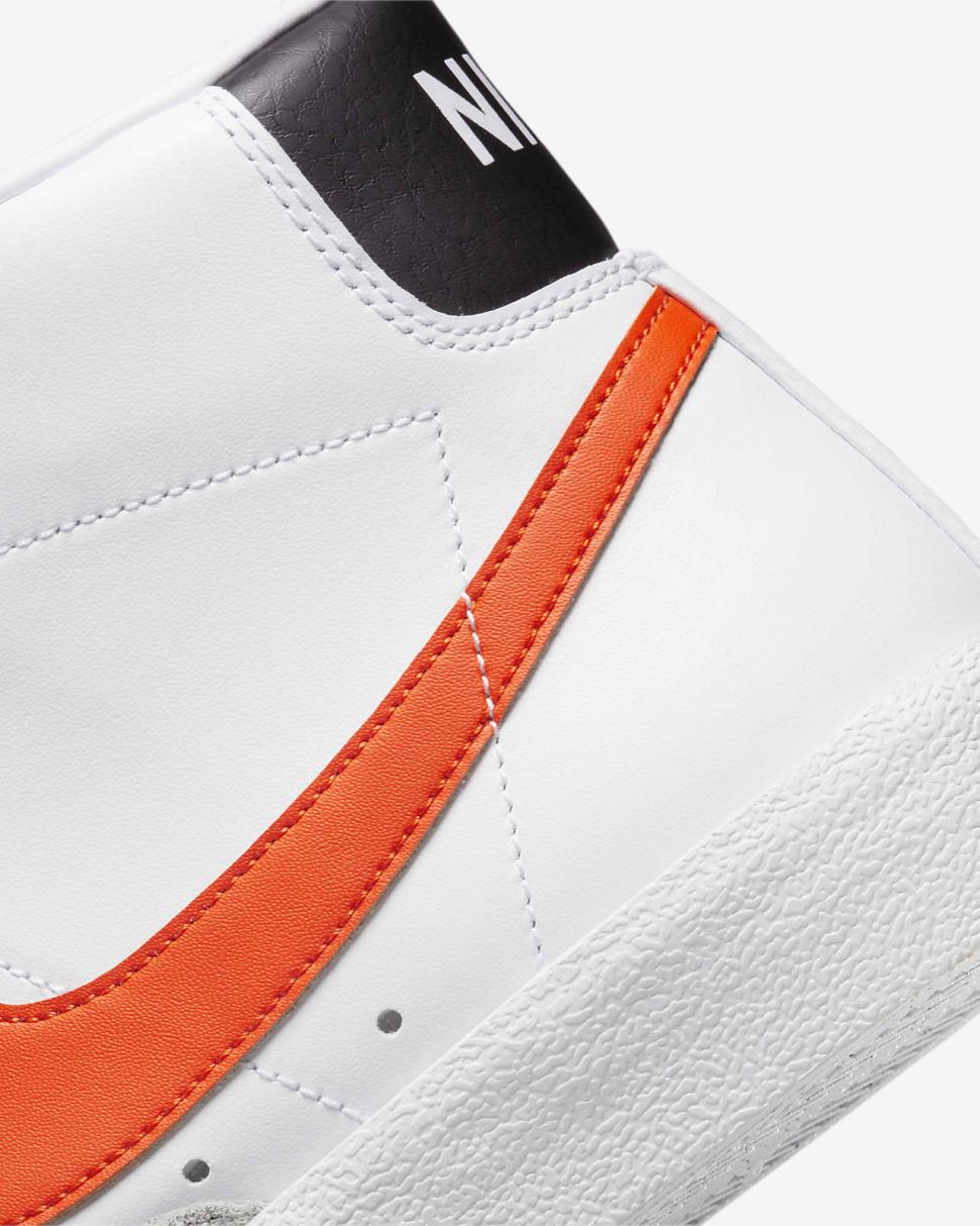 Nike Blazer Mid '77 Vintage White/Wolf Grey/Black/Safety Orange | Mens Nike First Day Kicks