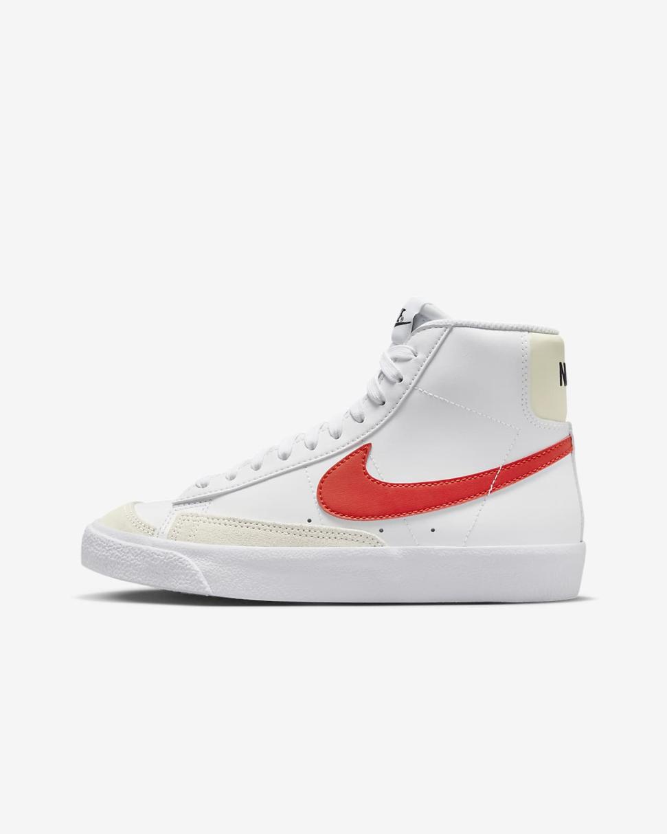 Nike Blazer Mid '77 White/Coconut Milk/White/Picante Red | Kids Nike Shoes $70 & Under