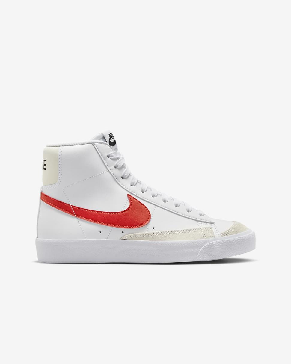 Nike Blazer Mid '77 White/Coconut Milk/White/Picante Red | Kids Nike Shoes $70 & Under
