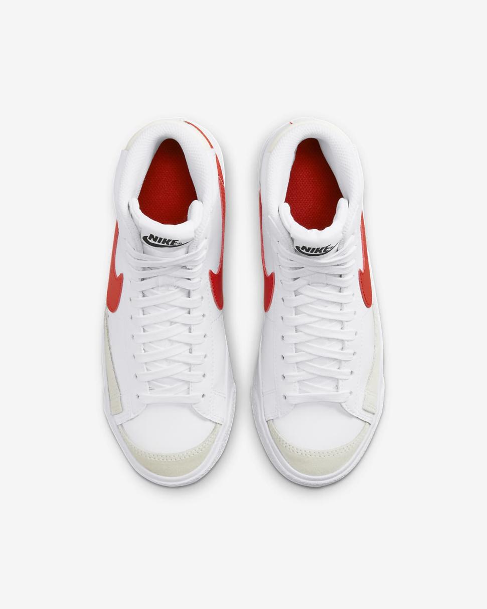 Nike Blazer Mid '77 White/Coconut Milk/White/Picante Red | Kids Nike Shoes $70 & Under