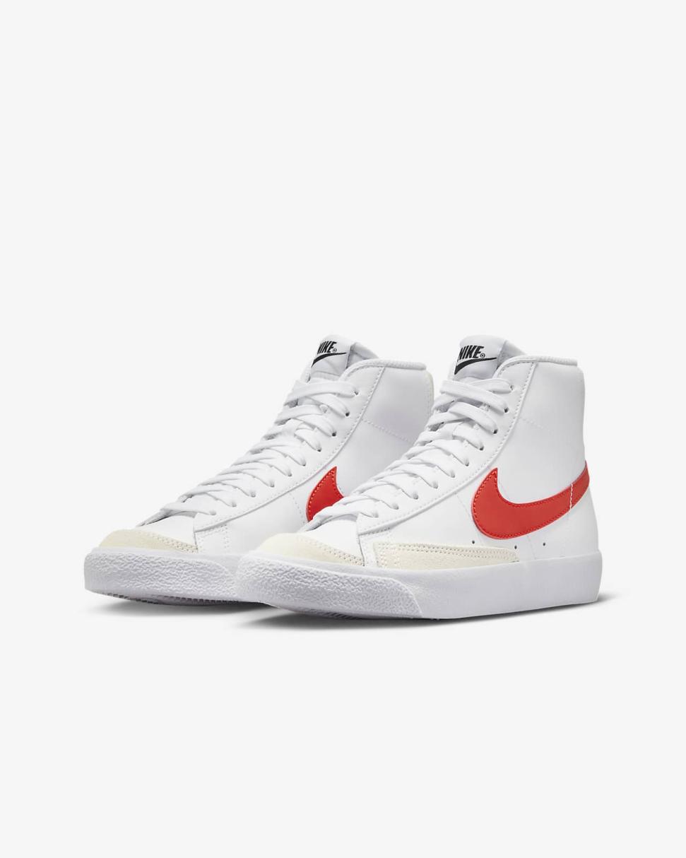 Nike Blazer Mid '77 White/Coconut Milk/White/Picante Red | Kids Nike Shoes $70 & Under