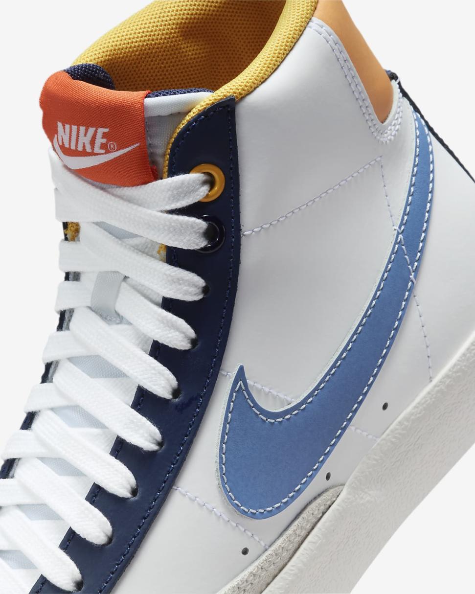 Nike Blazer Mid '77 White/Midnight Navy/Safety Orange/Polar | Kids Nike Tween Collection