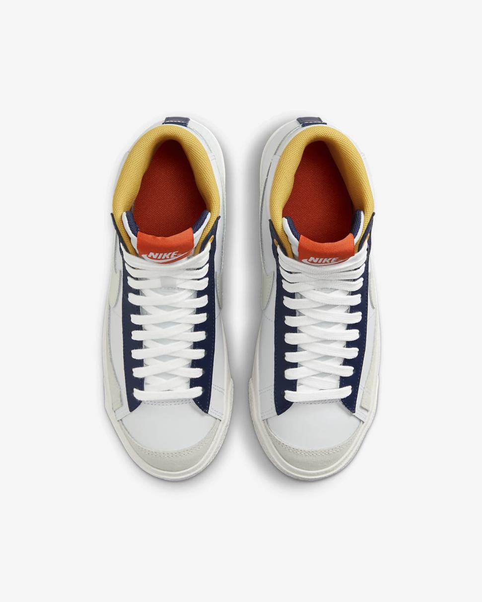 Nike Blazer Mid '77 White/Midnight Navy/Safety Orange/Polar | Kids Nike Tween Collection