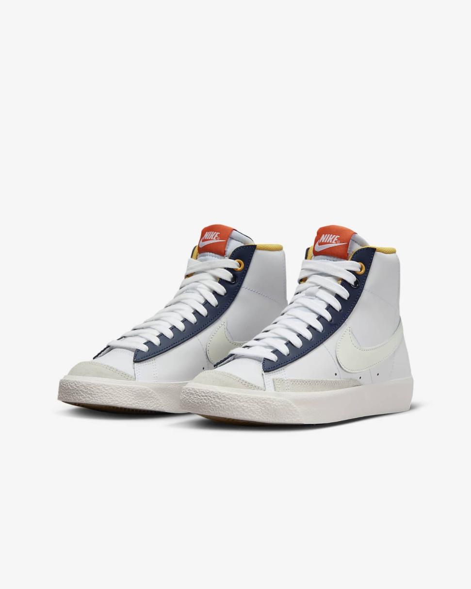 Nike Blazer Mid '77 White/Midnight Navy/Safety Orange/Polar | Kids Nike Tween Collection
