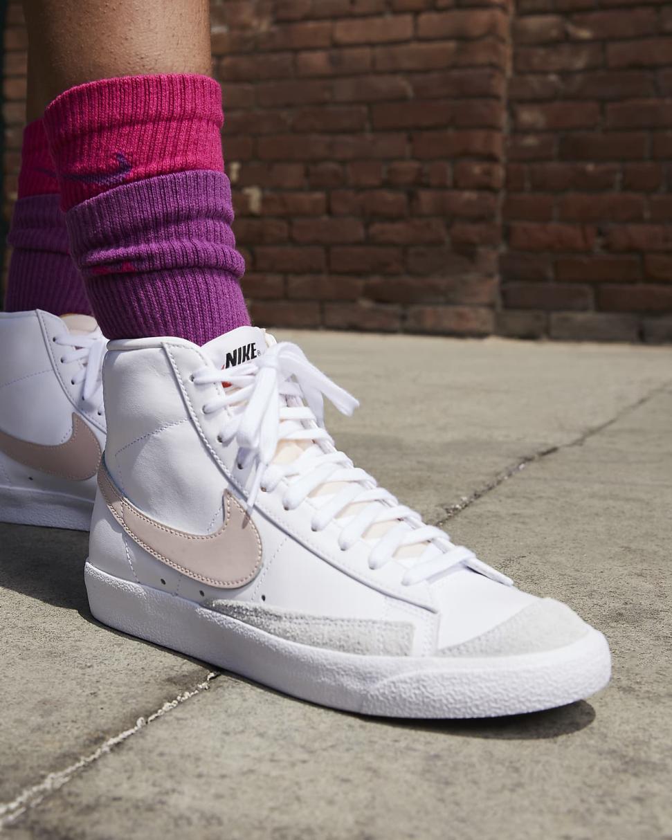 Nike Blazer Mid '77 White/Peach/Summit White/Pink Oxford | Womens Nike First Day Kicks