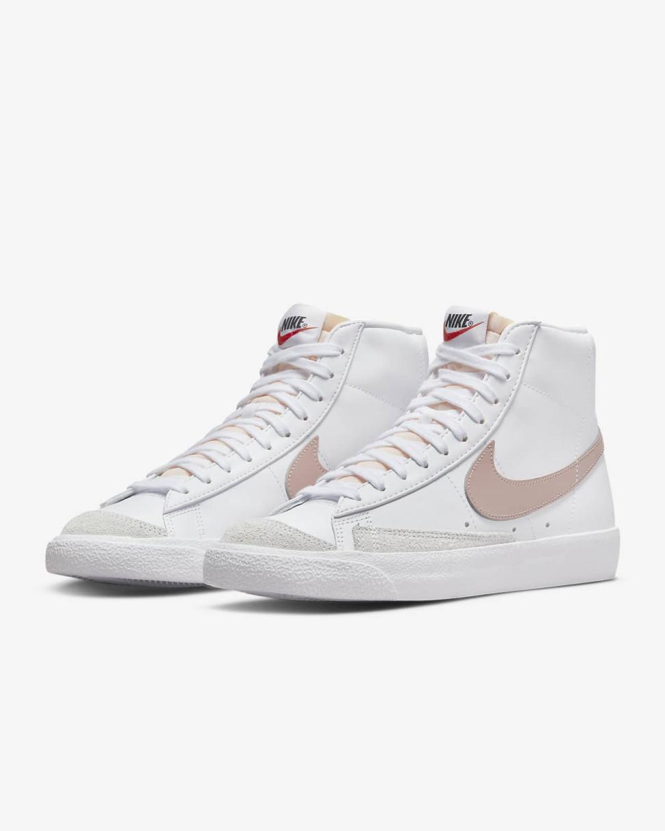 Nike Blazer Mid '77 White/Peach/Summit White/Pink Oxford | Womens Nike First Day Kicks
