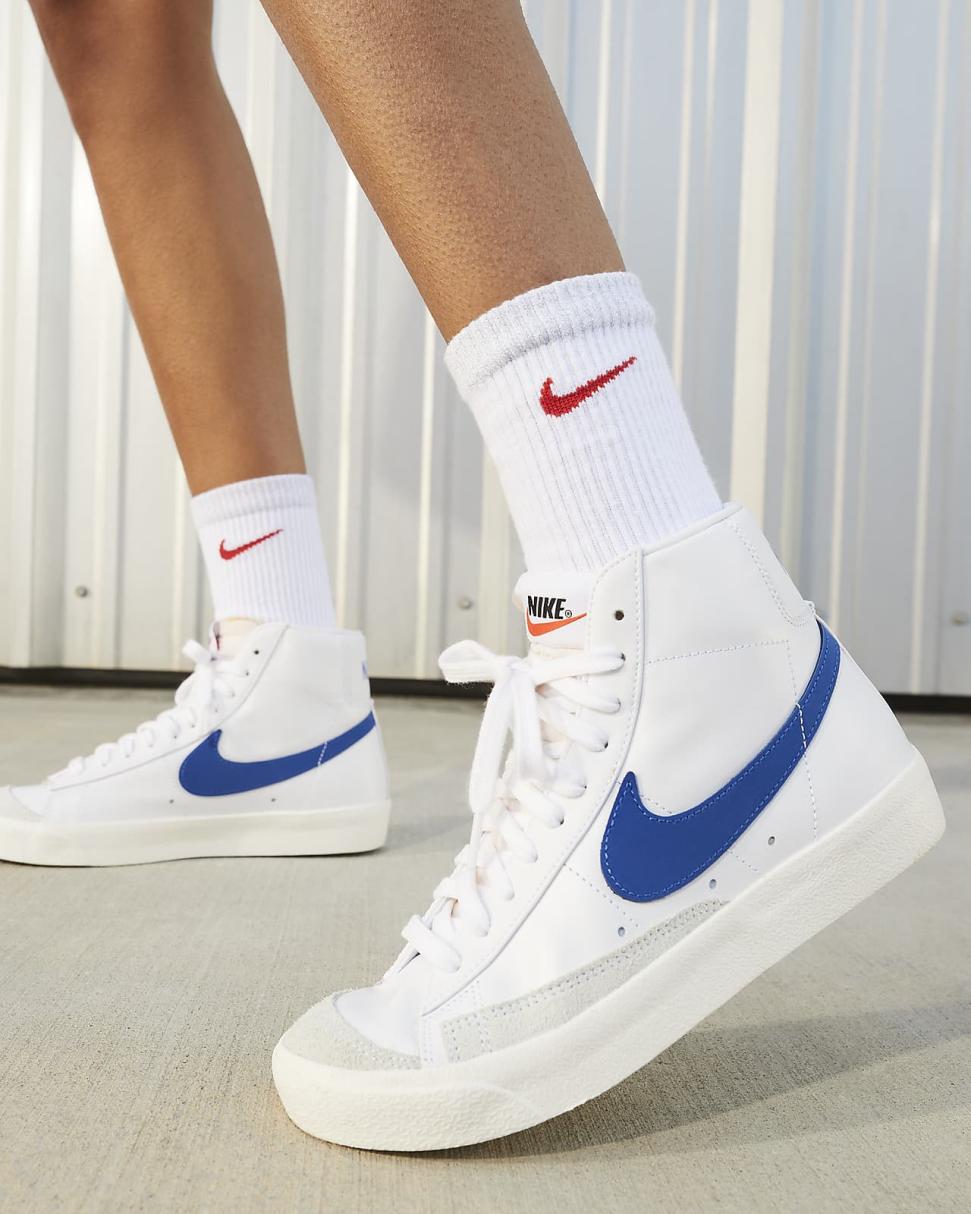Nike Blazer Mid '77 White/Sail/Black/Game Royal | Womens Nike First Day Kicks