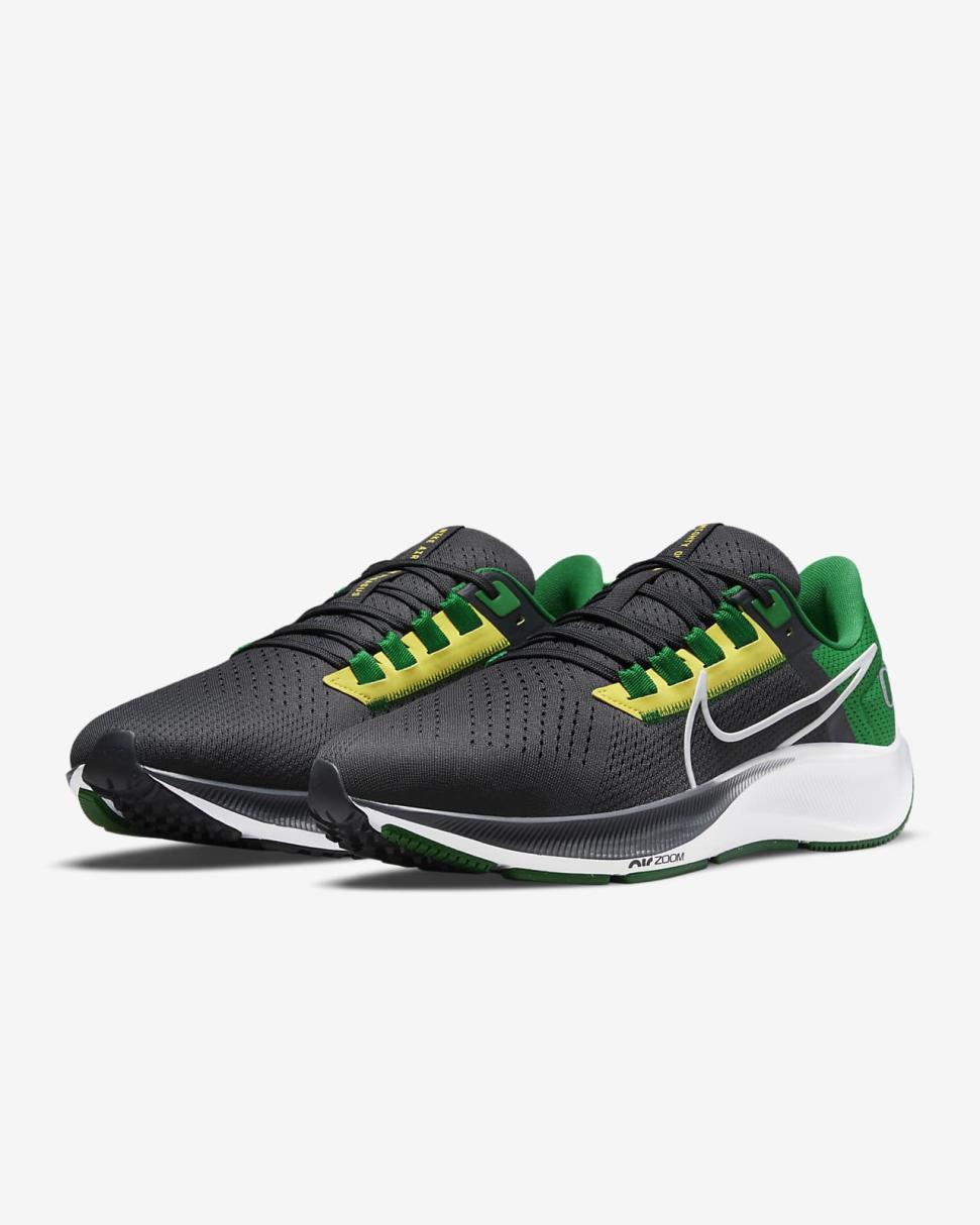 Nike College Pegasus 38 (Oregon) Anthracite/Apple Green/Yellow Strike/White | Mens Nike Running