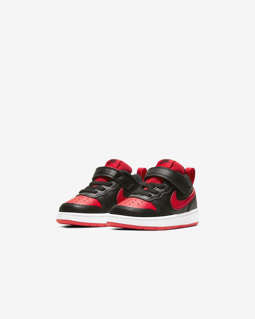 Nike Court Borough Low 2 Black/White/University Red | Kids Nike Lifestyle