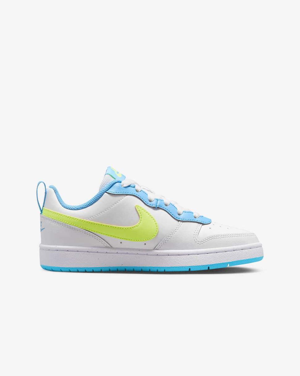 Nike Court Borough Low 2 Summit White/Baltic Blue/Volt | Kids Nike Lifestyle