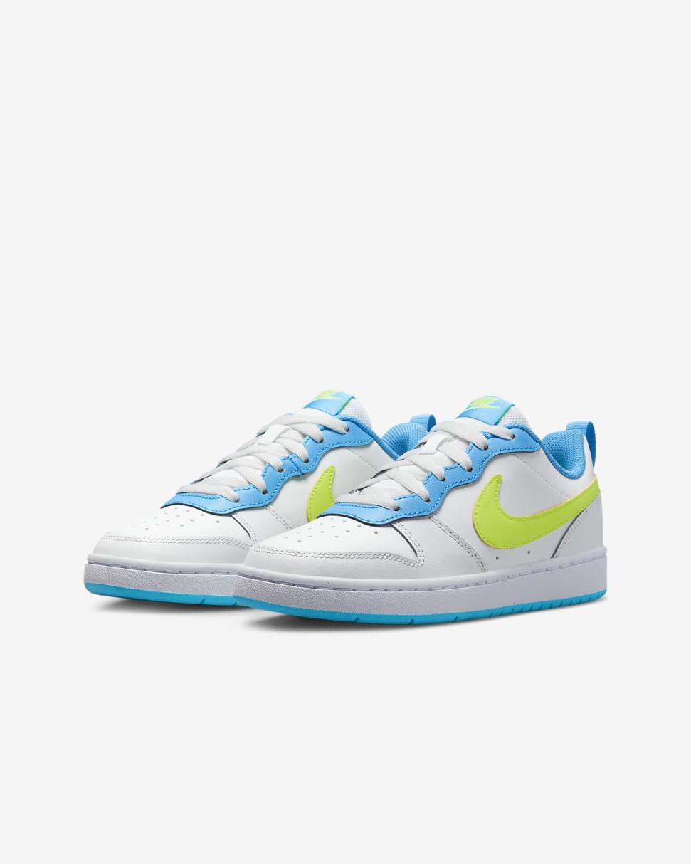 Nike Court Borough Low 2 Summit White/Baltic Blue/Volt | Kids Nike Lifestyle